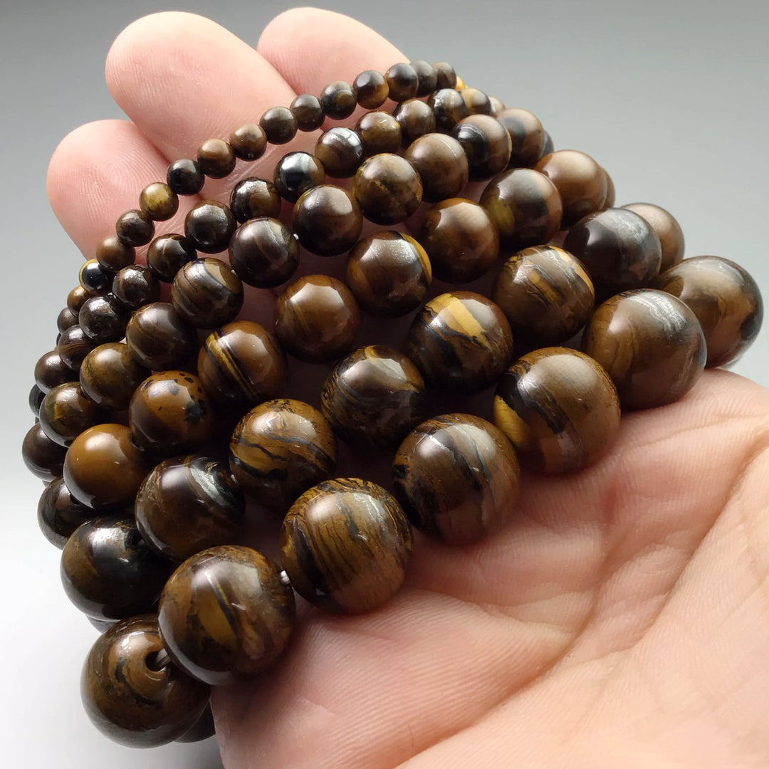 Brown Gold Tiger Iron Beaded Bracelet