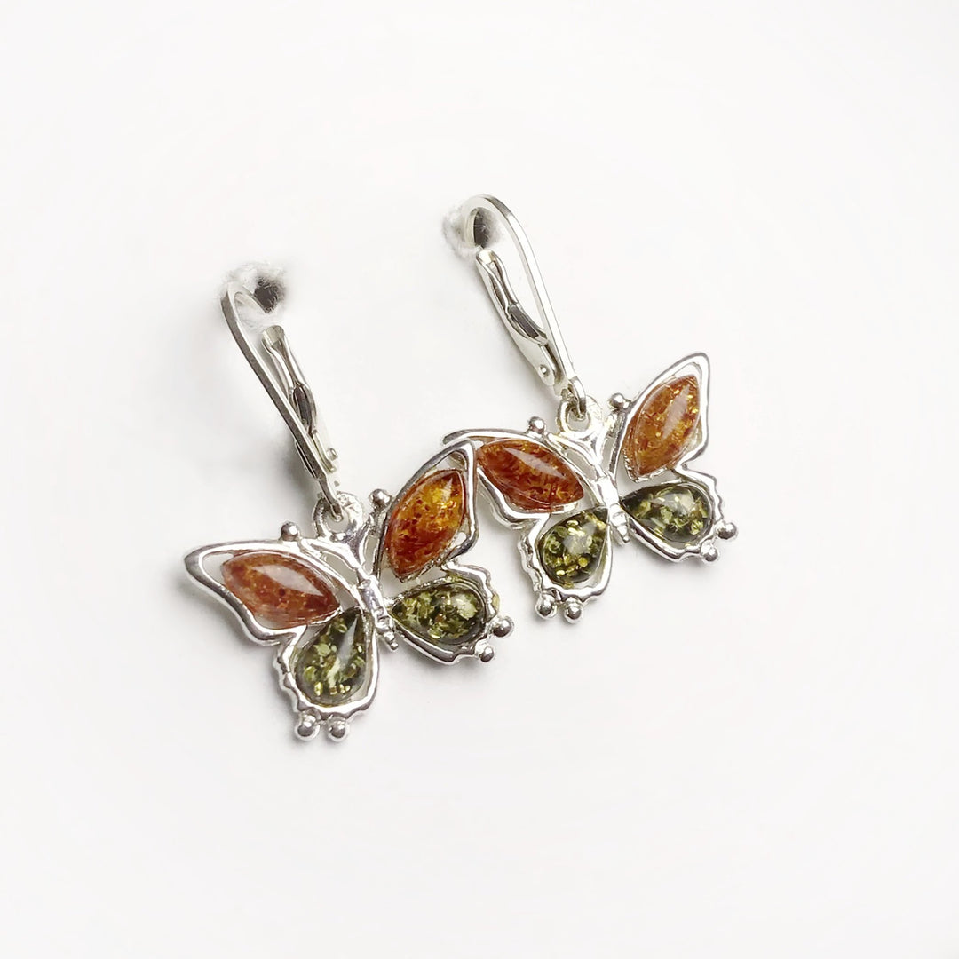 Mixed Amber Dangle Earrings