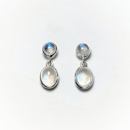 Rainbow Moonstone Stud Earrings