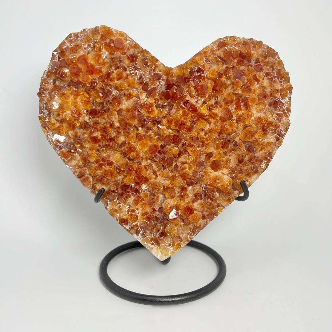 Large Citrine Druze Cluster Heart On Stand