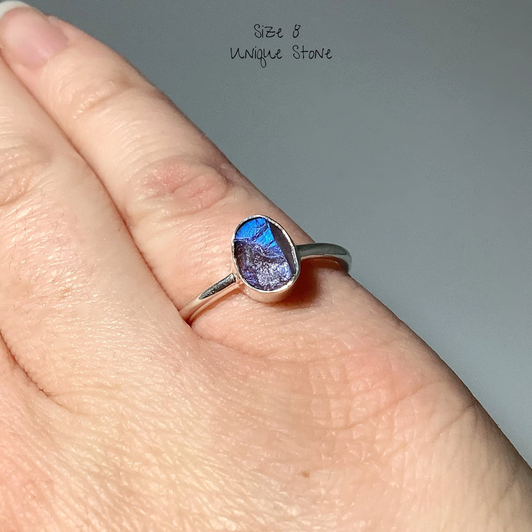 Raw Labradorite Ring