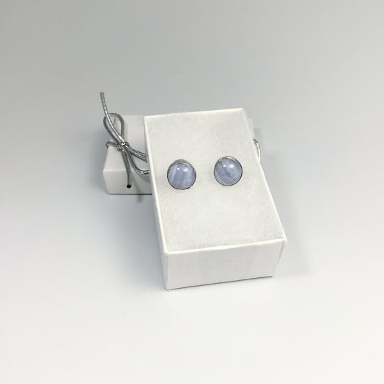 Blue Lace Agate Stud Earrings