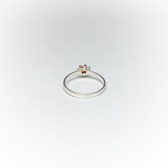 Cognac Amber Flower Ring