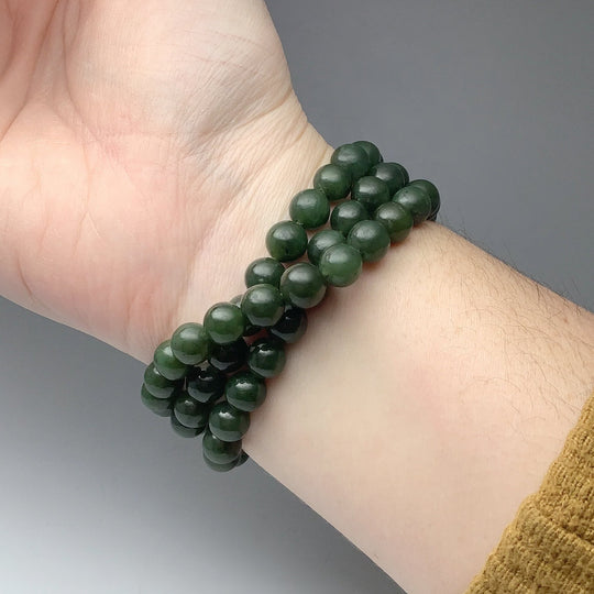 Canadian Jade Triple Wrap Beaded Bracelet