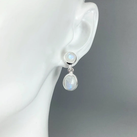 Rainbow Moonstone Stud Earrings