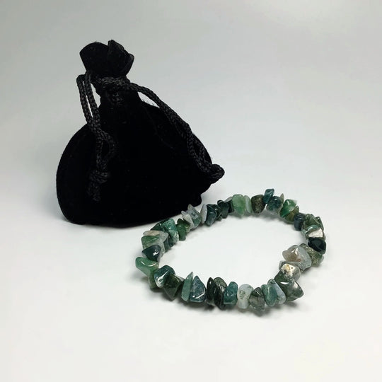 Moss Agate Chip Beaded Bracelet