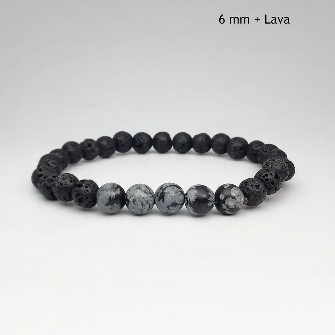 Snowflake Obsidian Beaded Bracelet