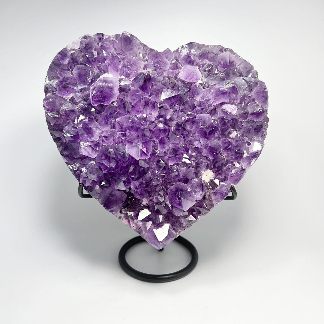 Large Amethyst Druze Cluster Heart On Stand