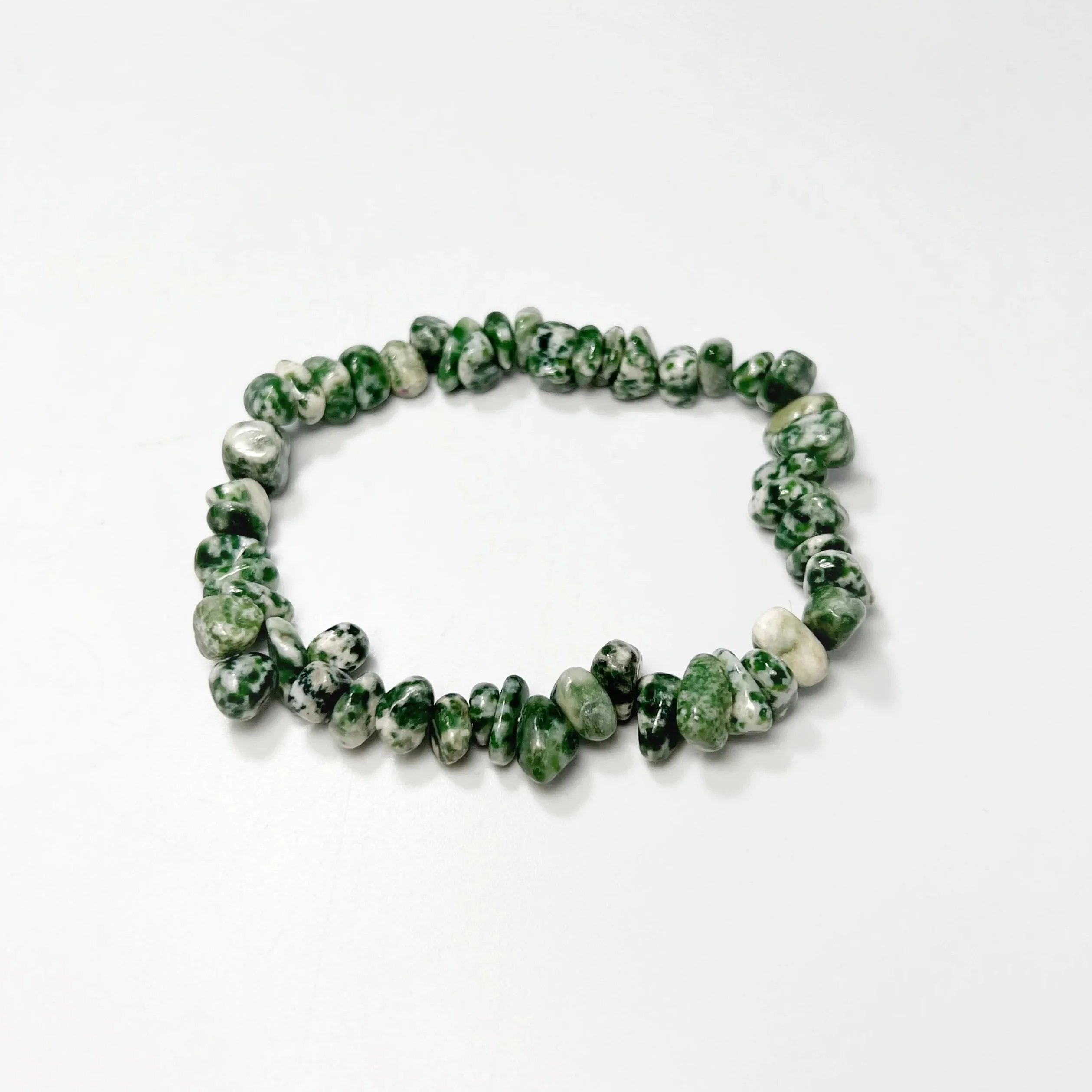 Green Dot Jade Chip Beaded Bracelet