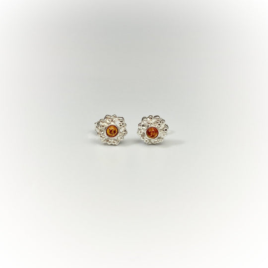 Cognac Amber Stud Earrings