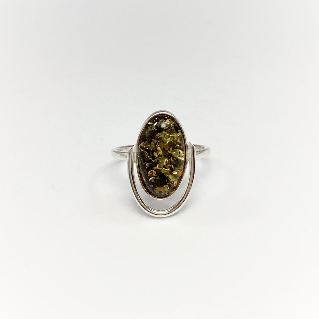 Green Amber Ring