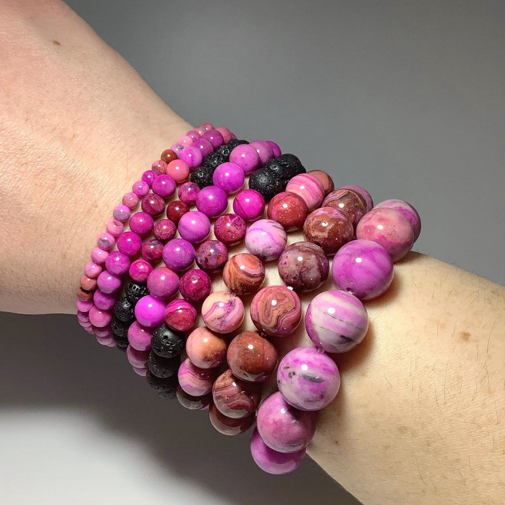 Pink Crazy Lace Agate Beaded Bracelet