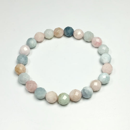 Morganite Faceted Beaded Bracelet