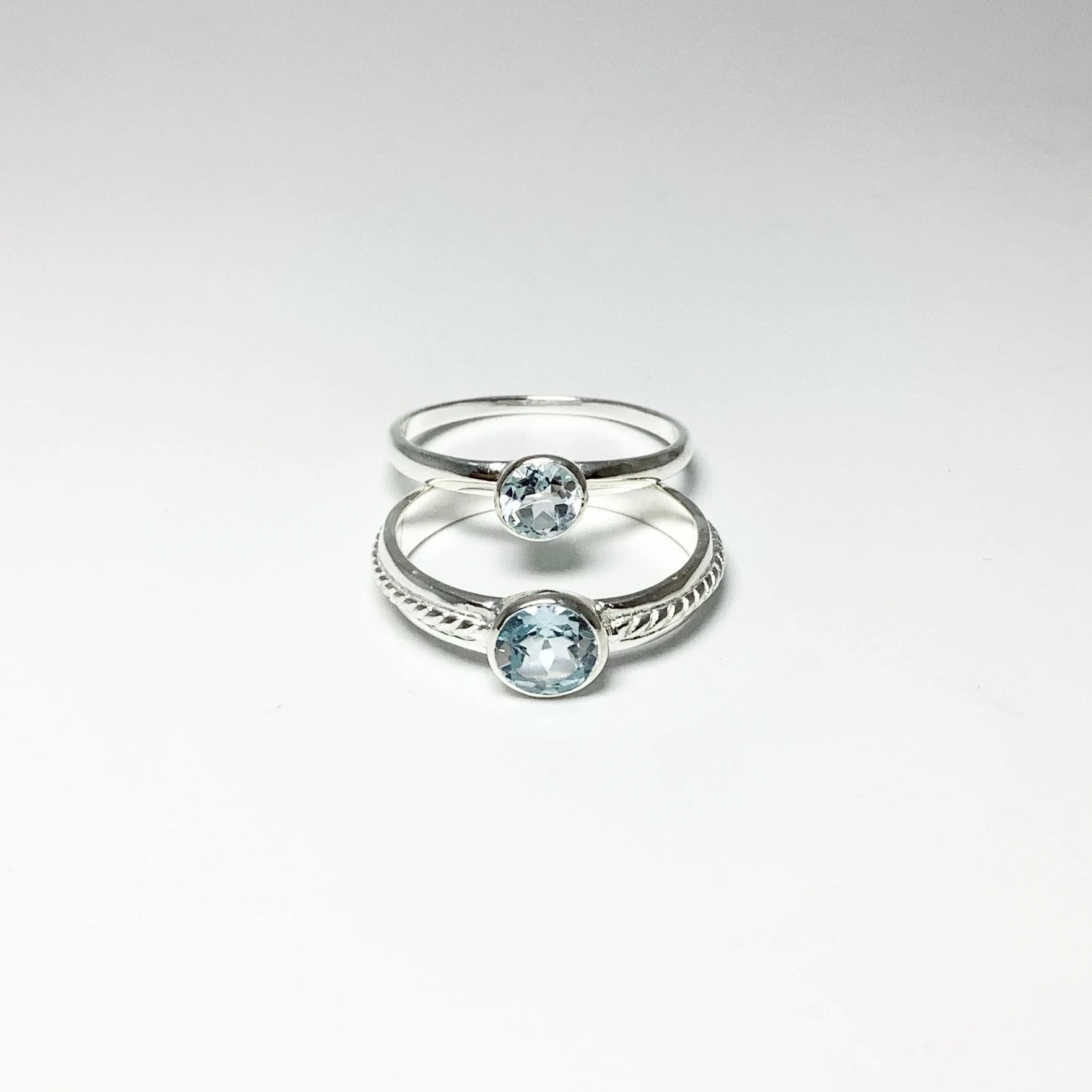 Double Ring Set - Blue Topaz