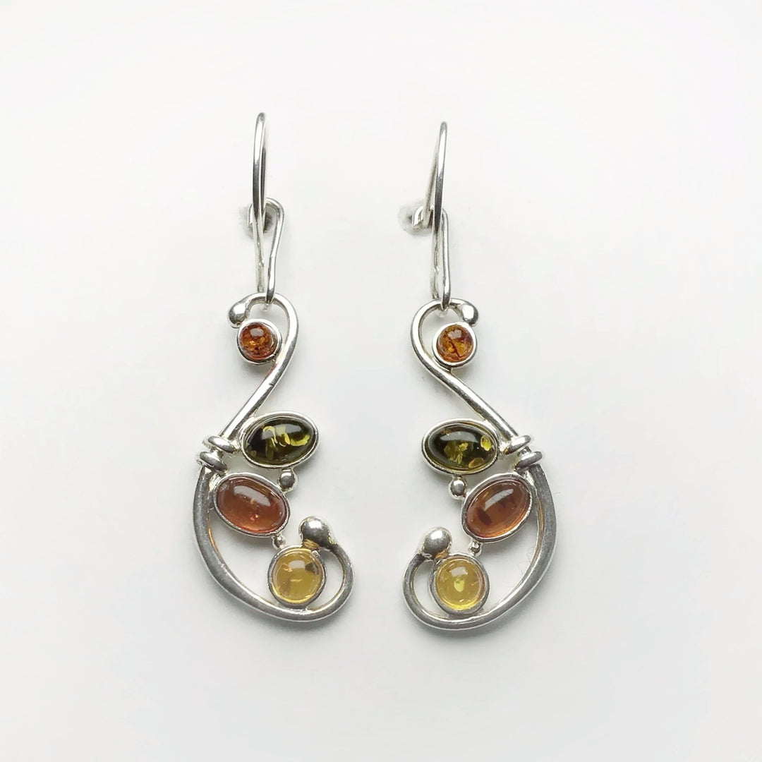 Mixed Amber Dangle Earrings