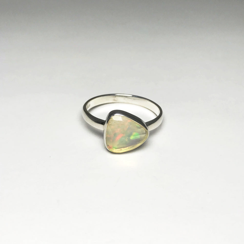 Faceted Ethiopian Fire Opal Ring