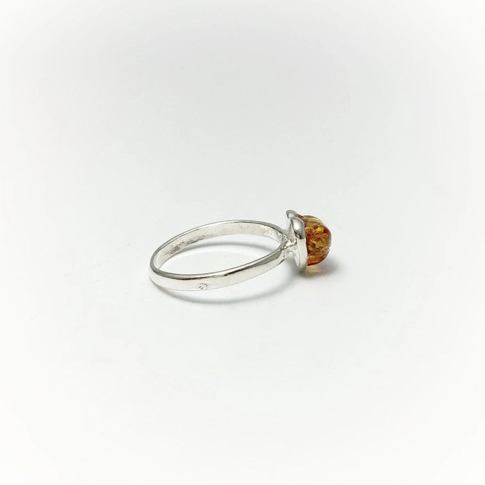 Cognac Amber Heart Ring - Small Sizes