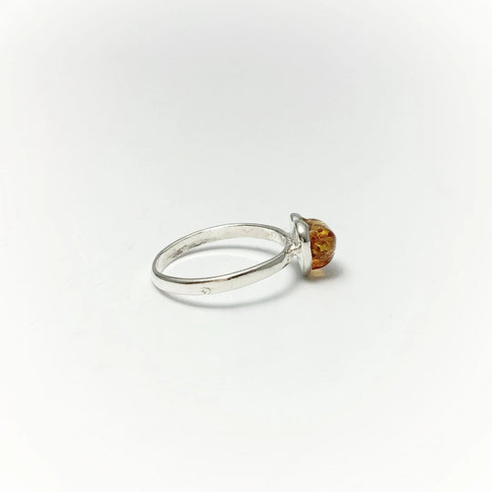 Cognac Amber Heart Ring - Small Sizes