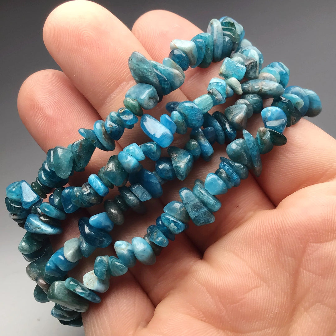 Blue Apatite Chip Beaded Bracelet