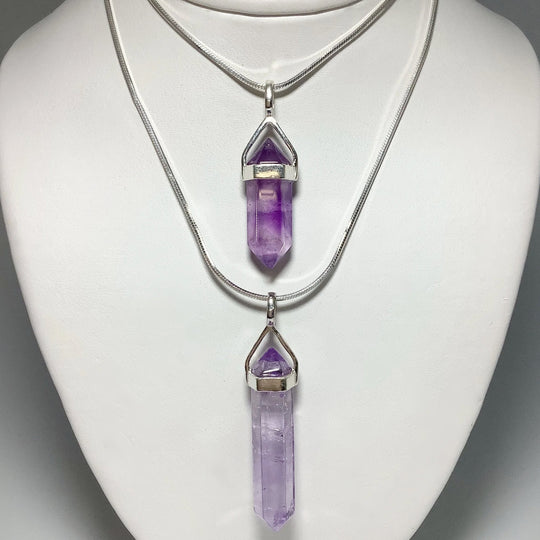 Amethyst Double Terminated Point Pendant