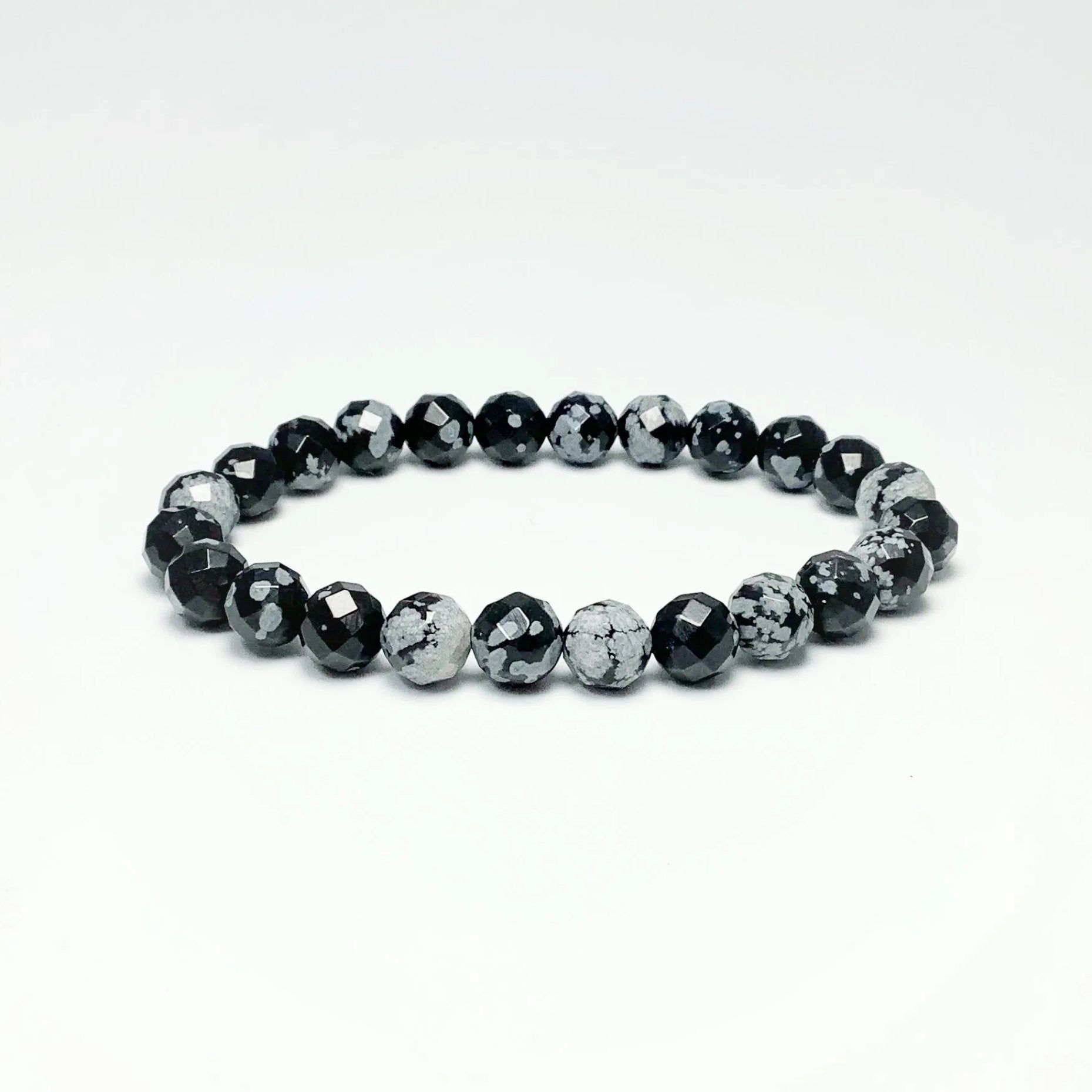 Snowflake Obsidian Faceted Beaded Bracelet