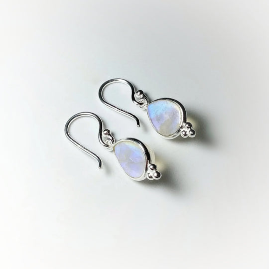 Rainbow Moonstone Dangle Earrings