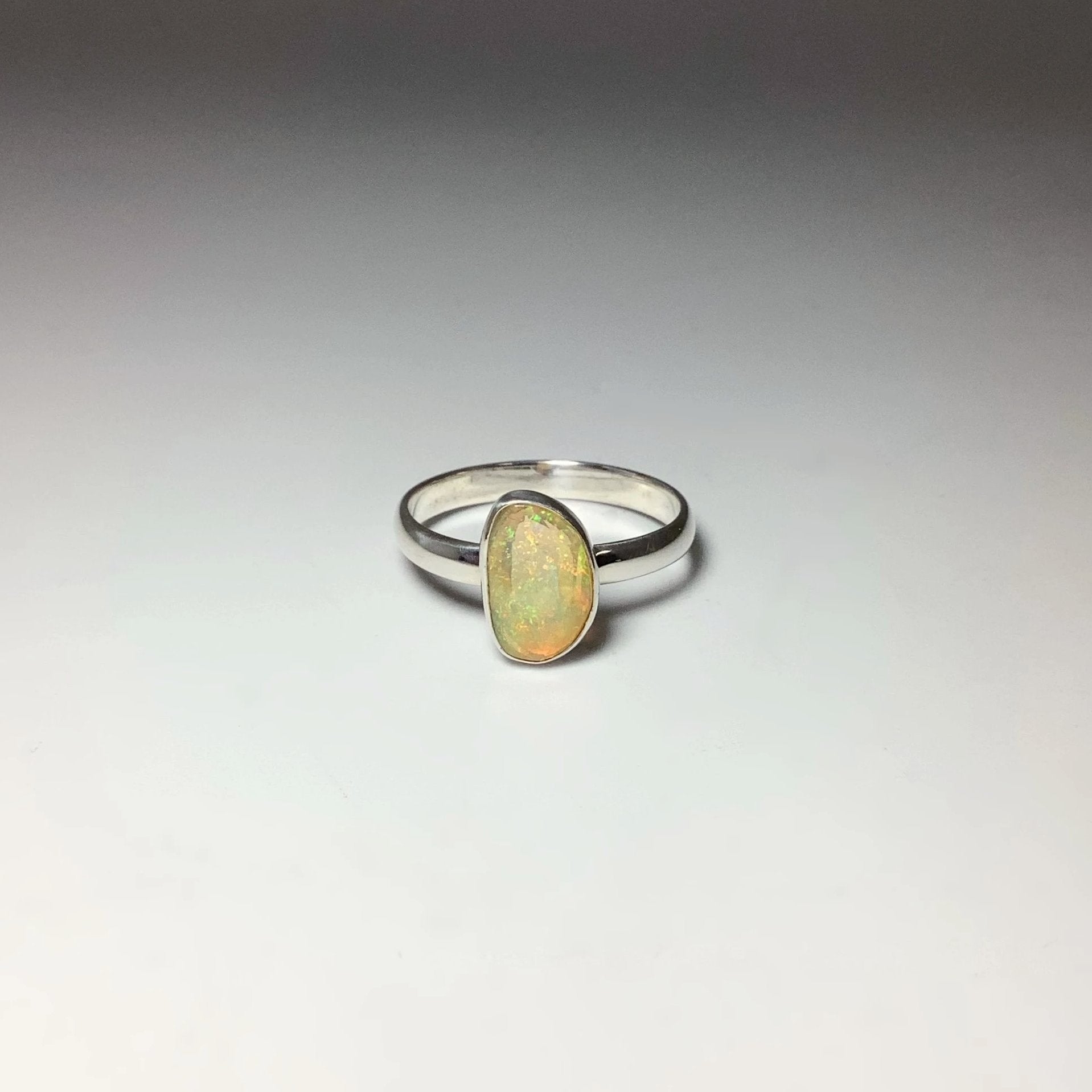 Faceted Ethiopian Fire Opal Ring