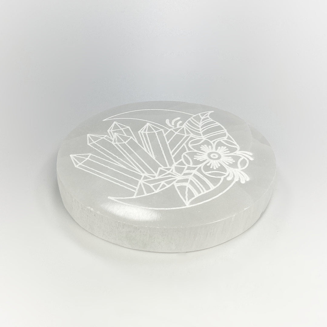 Selenite Round Crystal Charging Plate