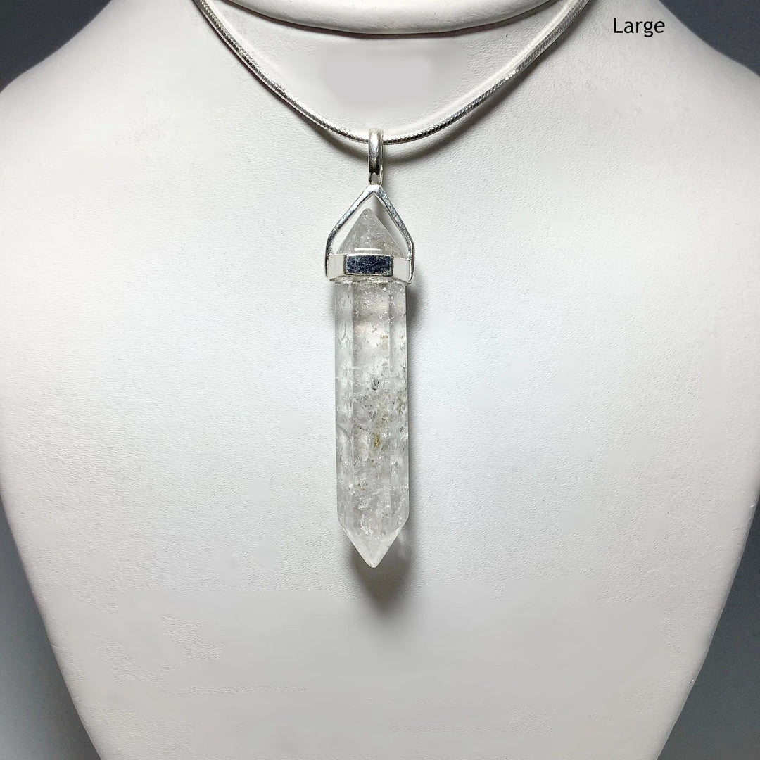 Quartz with Inclusions Double Terminated Point Pendant