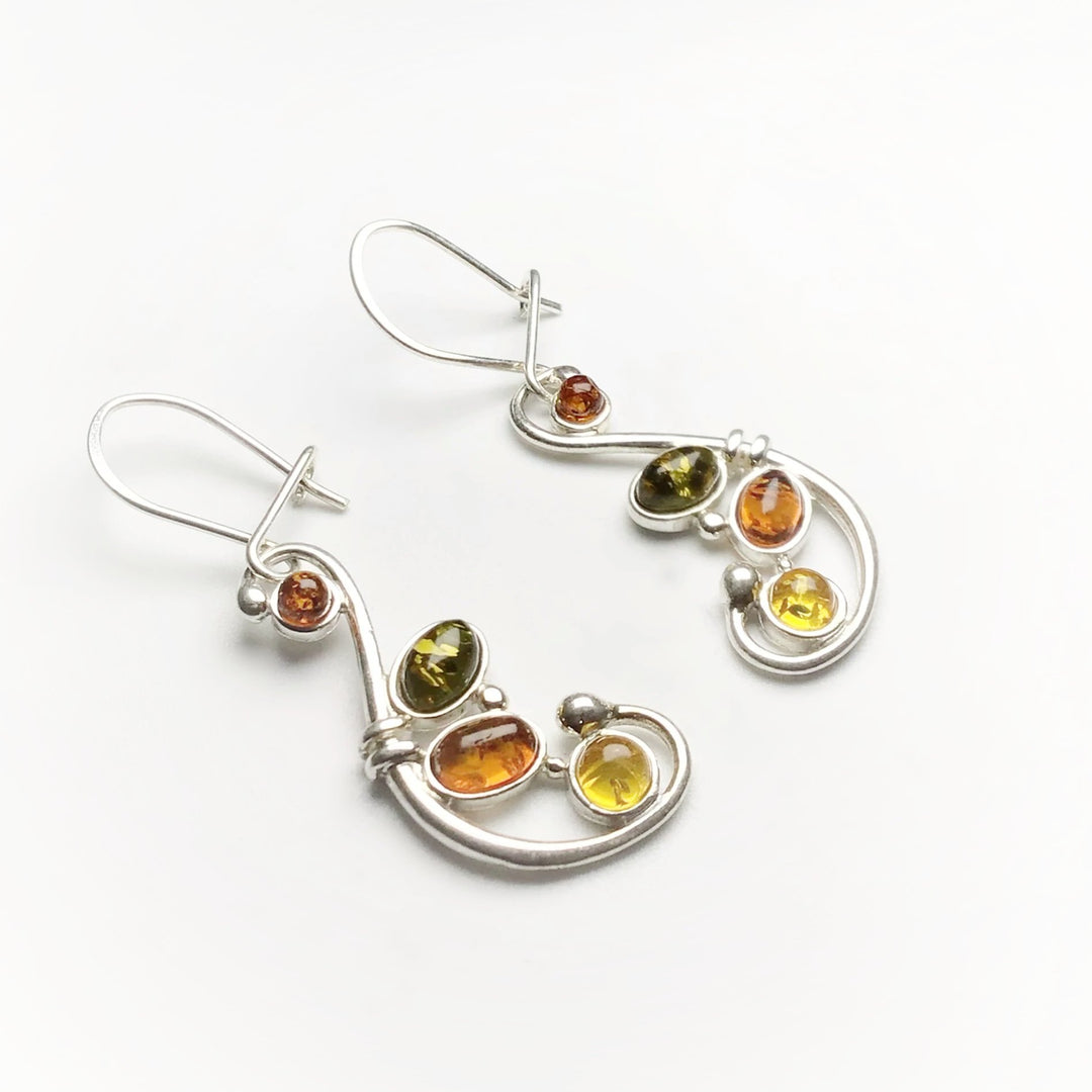 Mixed Amber Dangle Earrings