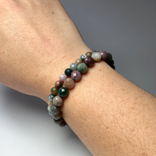 Indian Agate Faceted Beaded Bracelet