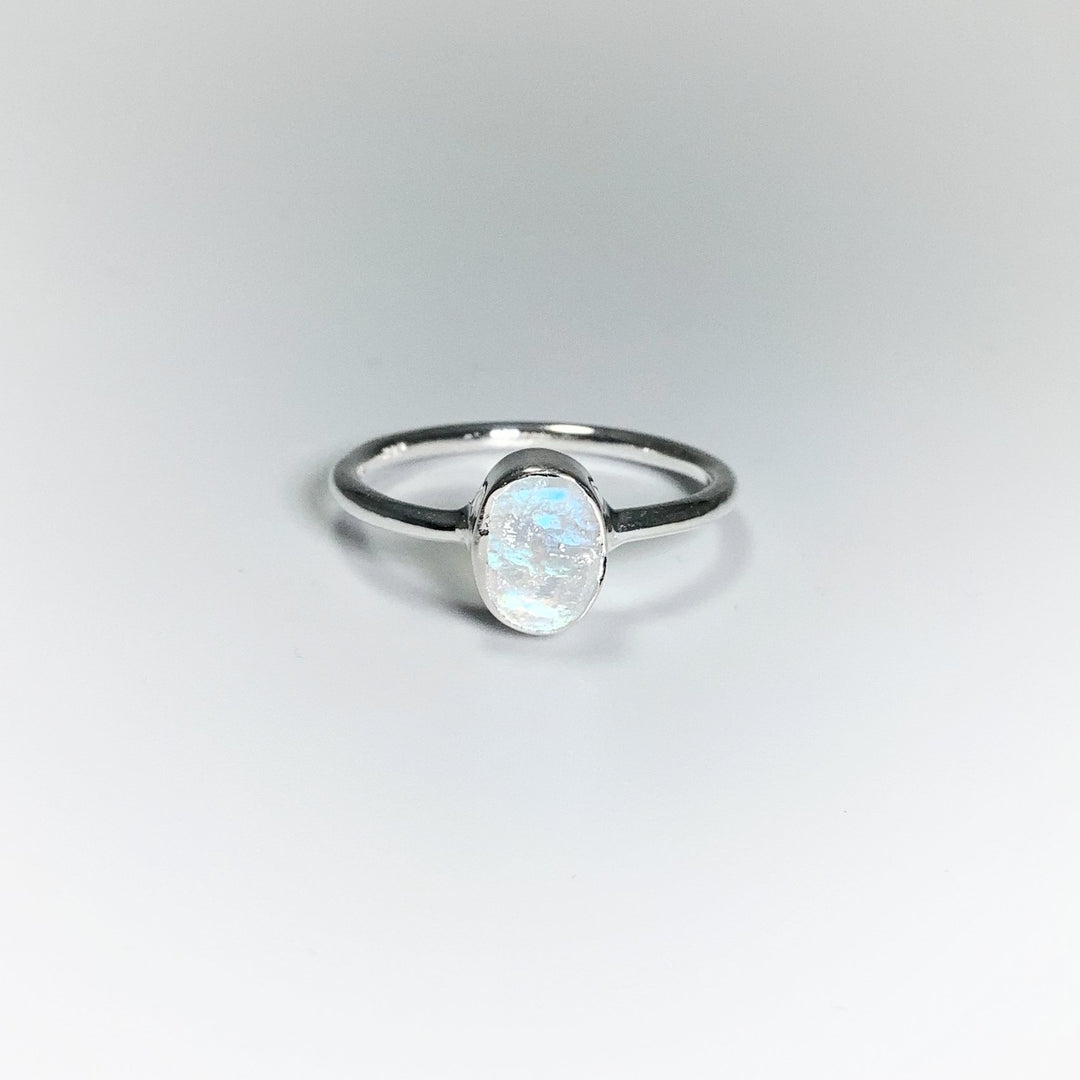 Raw Rainbow Moonstone Ring