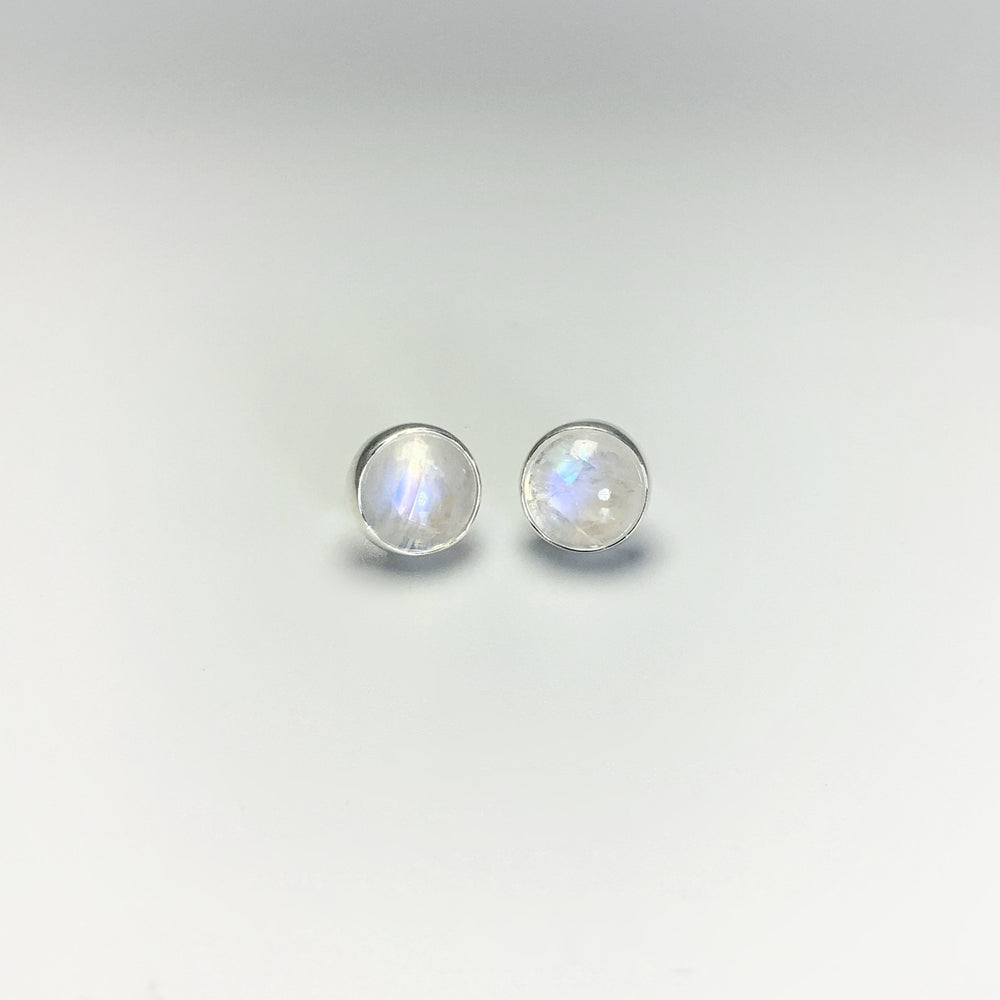 Rainbow Moonstone Stud Earrings