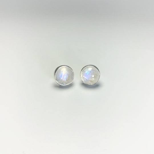 Rainbow Moonstone Stud Earrings