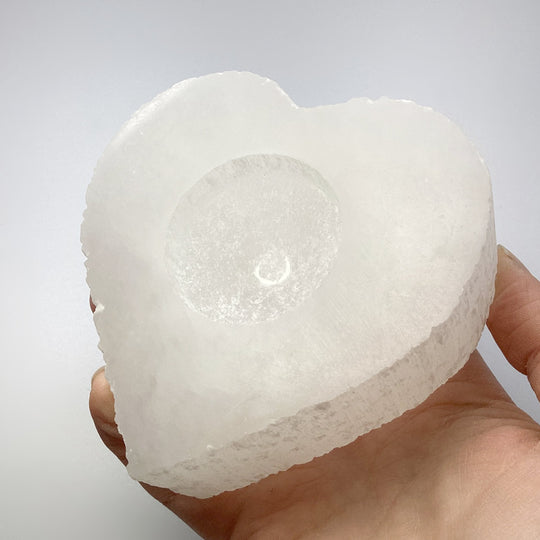 Selenite Heart Candle Holder