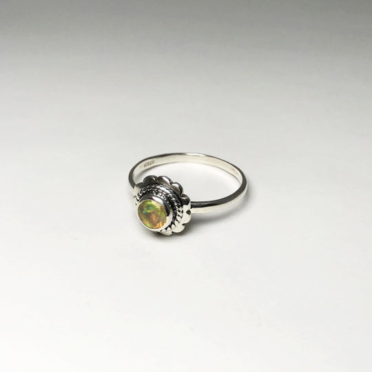 Faceted Ethiopian Fire Opal Ring