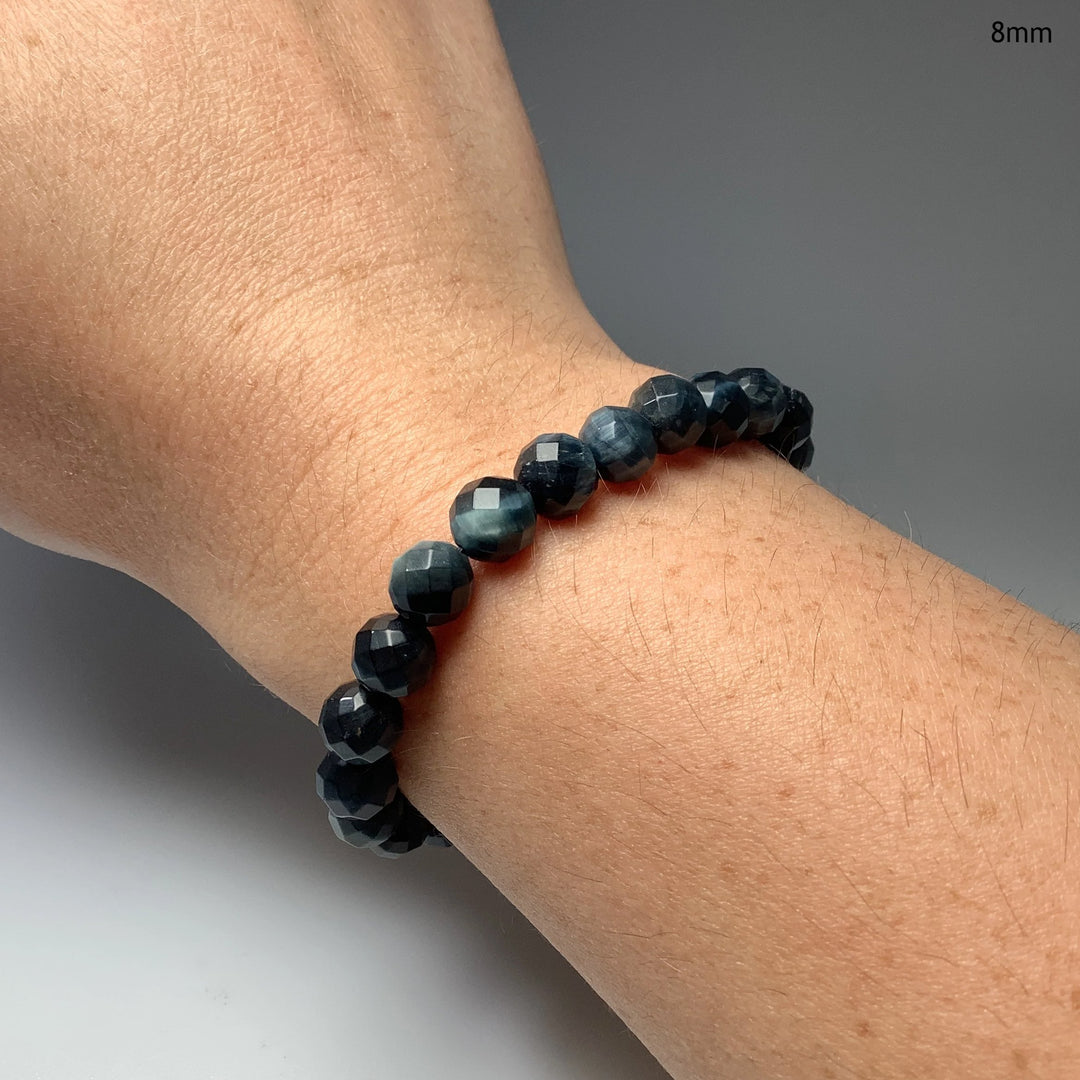 Blue Tiger Eye Faceted Beaded Bracelet