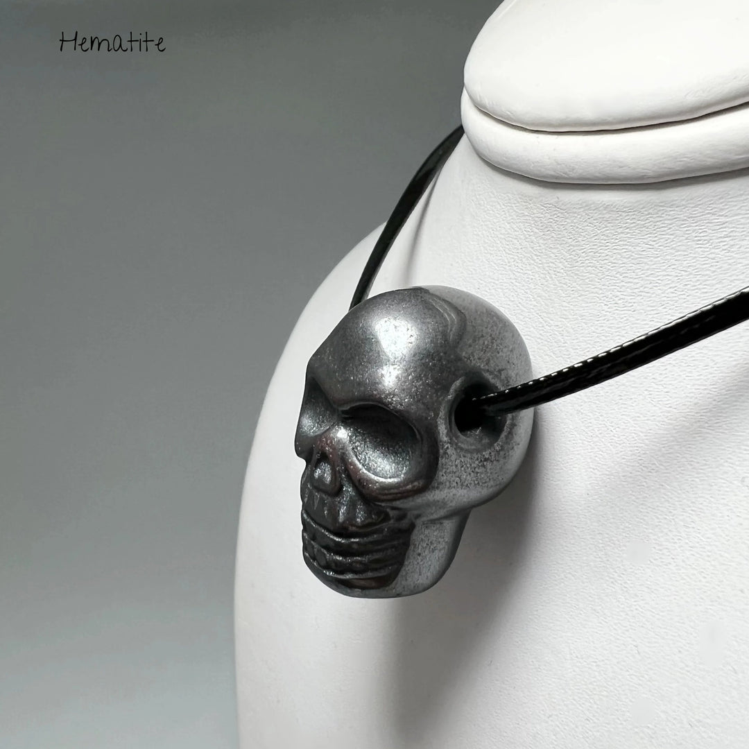 Hand Carved Stone Skull Drilled Pendant