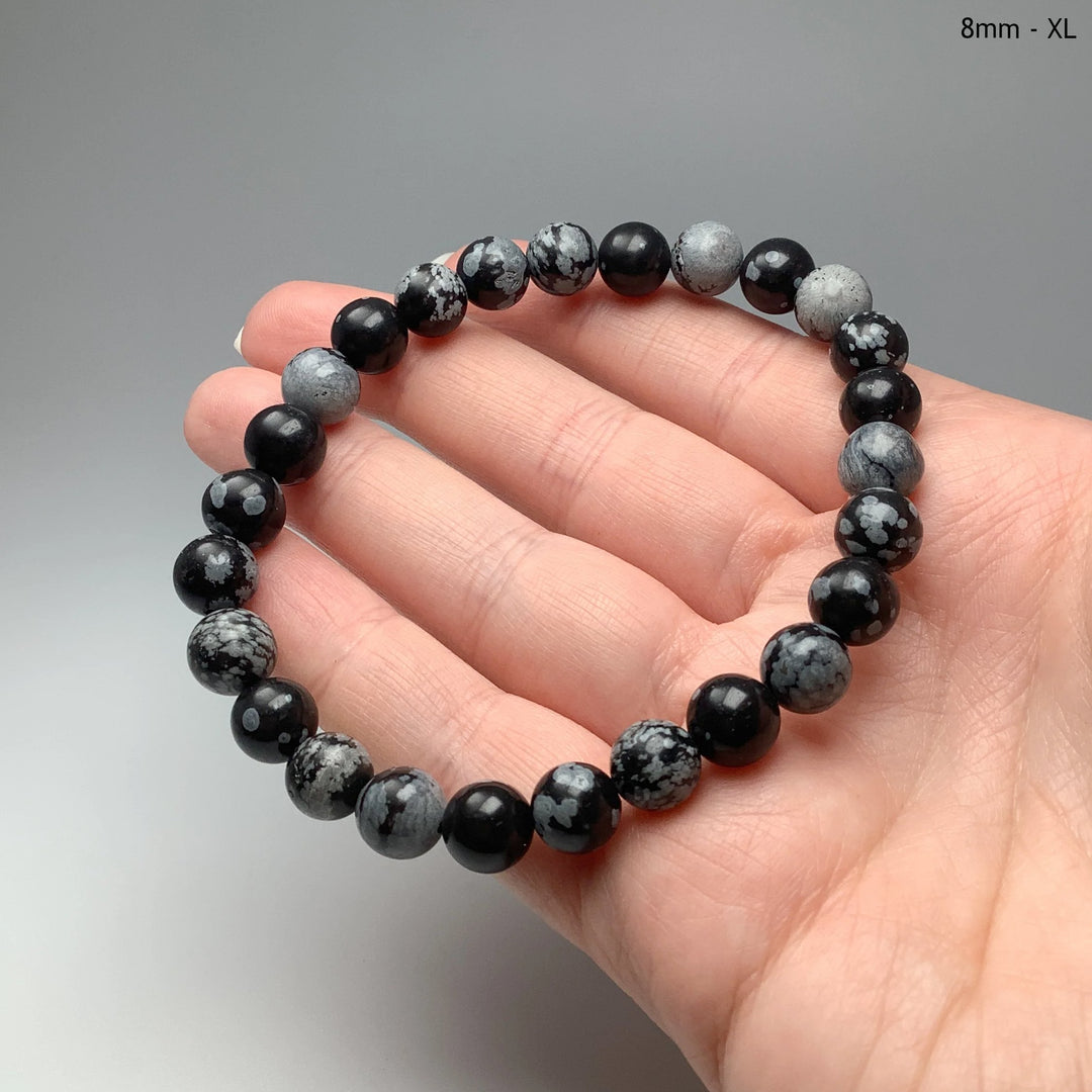 Snowflake Obsidian Beaded Bracelet