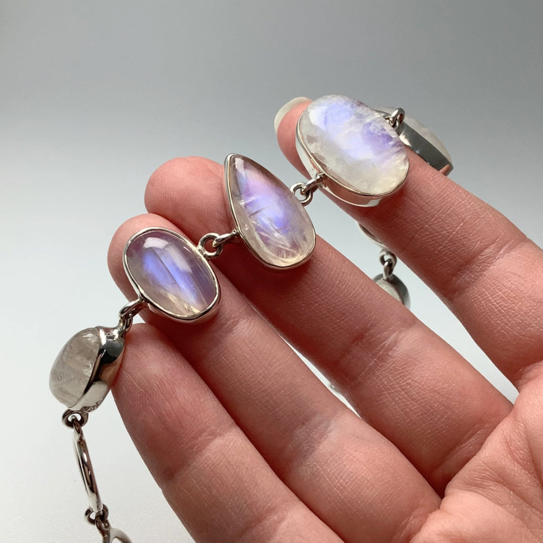 Rainbow Moonstone Sterling Silver Bracelet