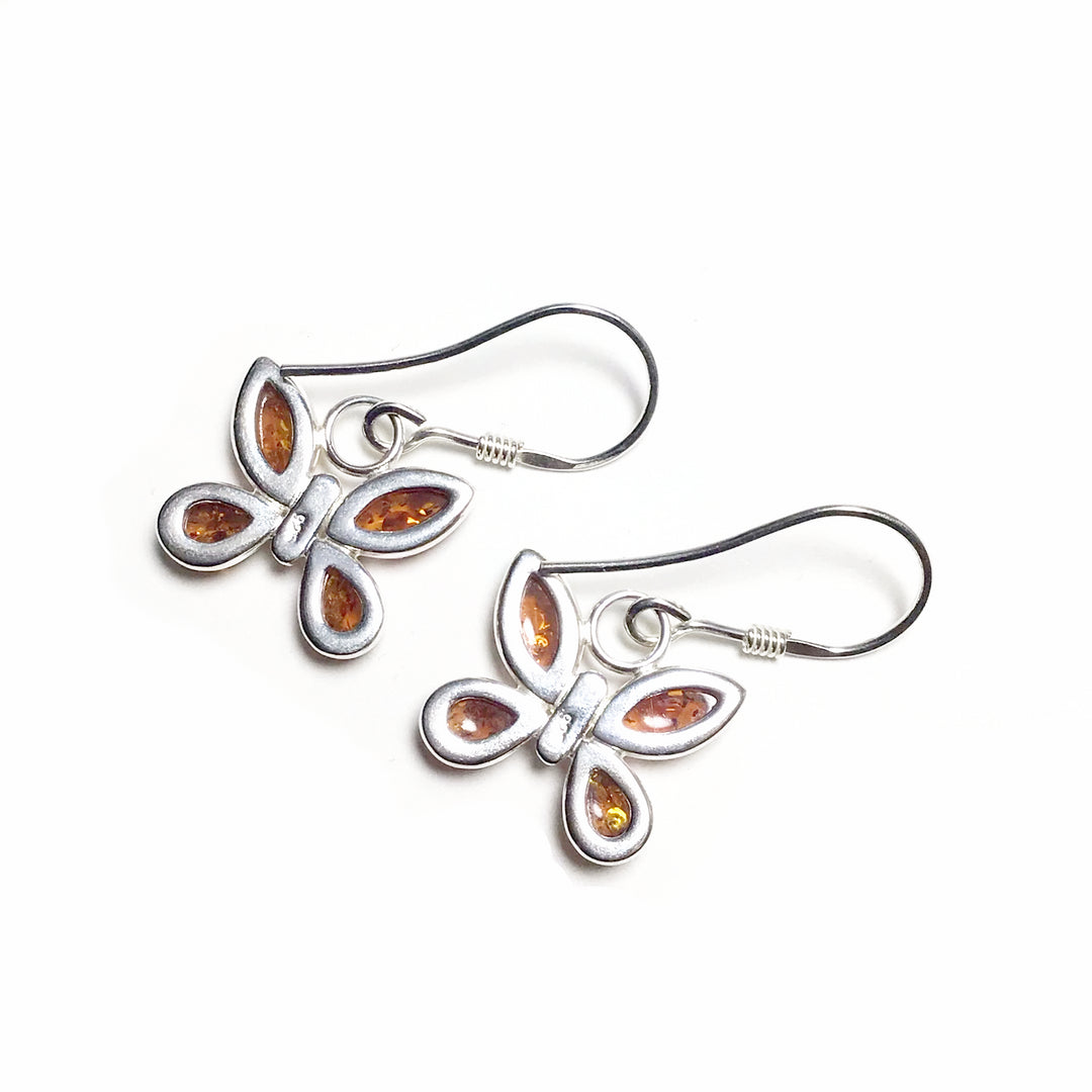 Cognac Amber Dangle Earrings