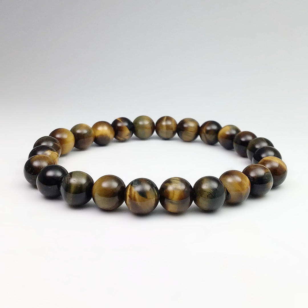 Blue Gold Tiger Eye Beaded Bracelet