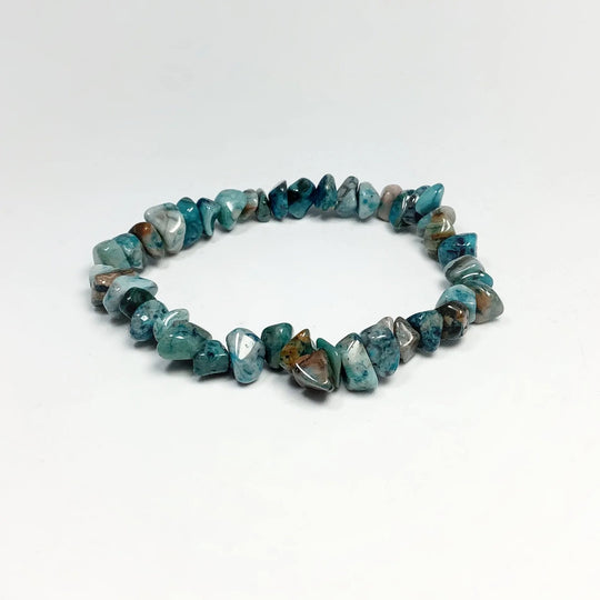 Blue Crazy Lace Agate Chip Beaded Bracelet