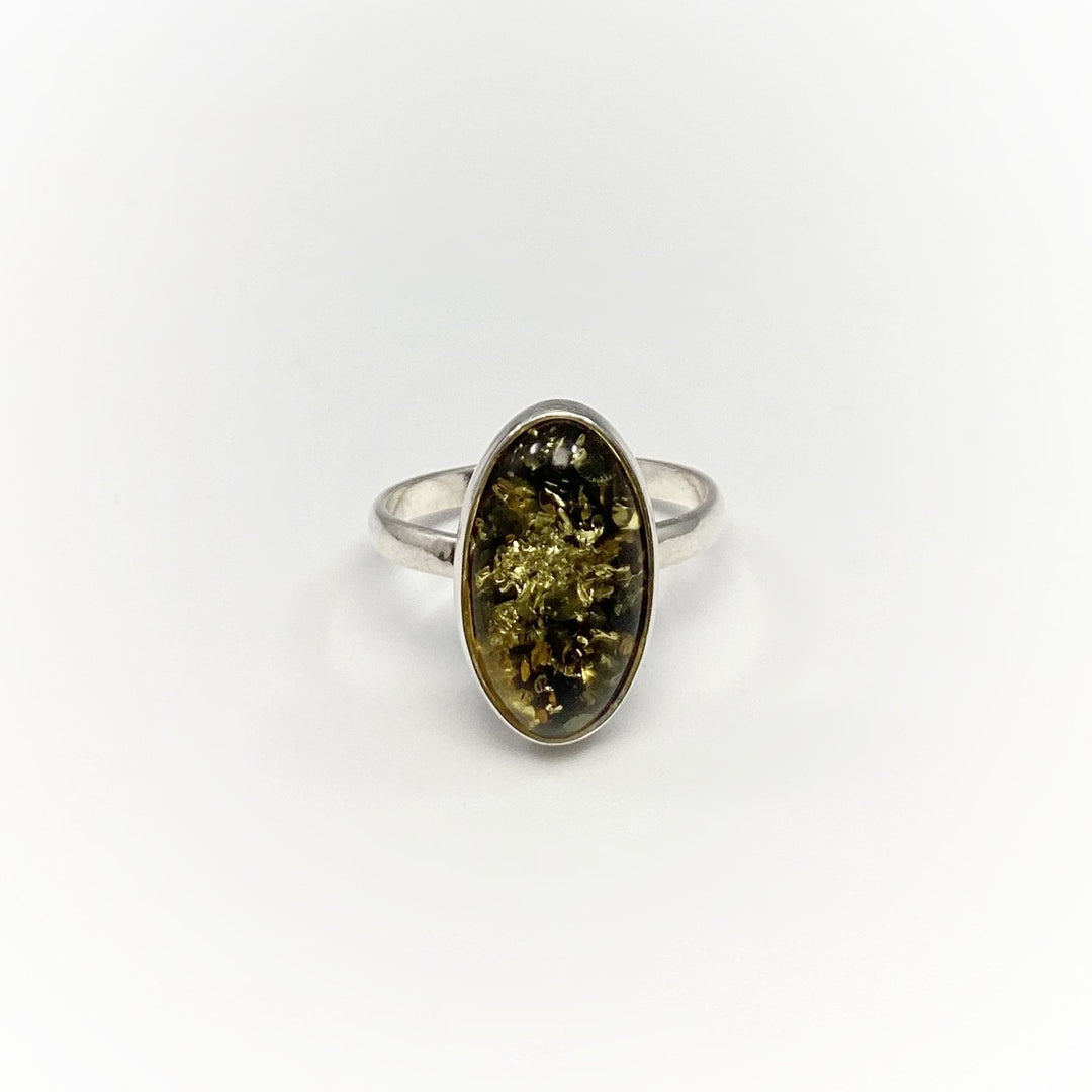 Green Amber Ring