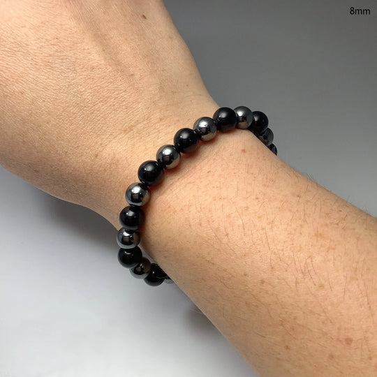 Black Onyx and Hematite Beaded Bracelet