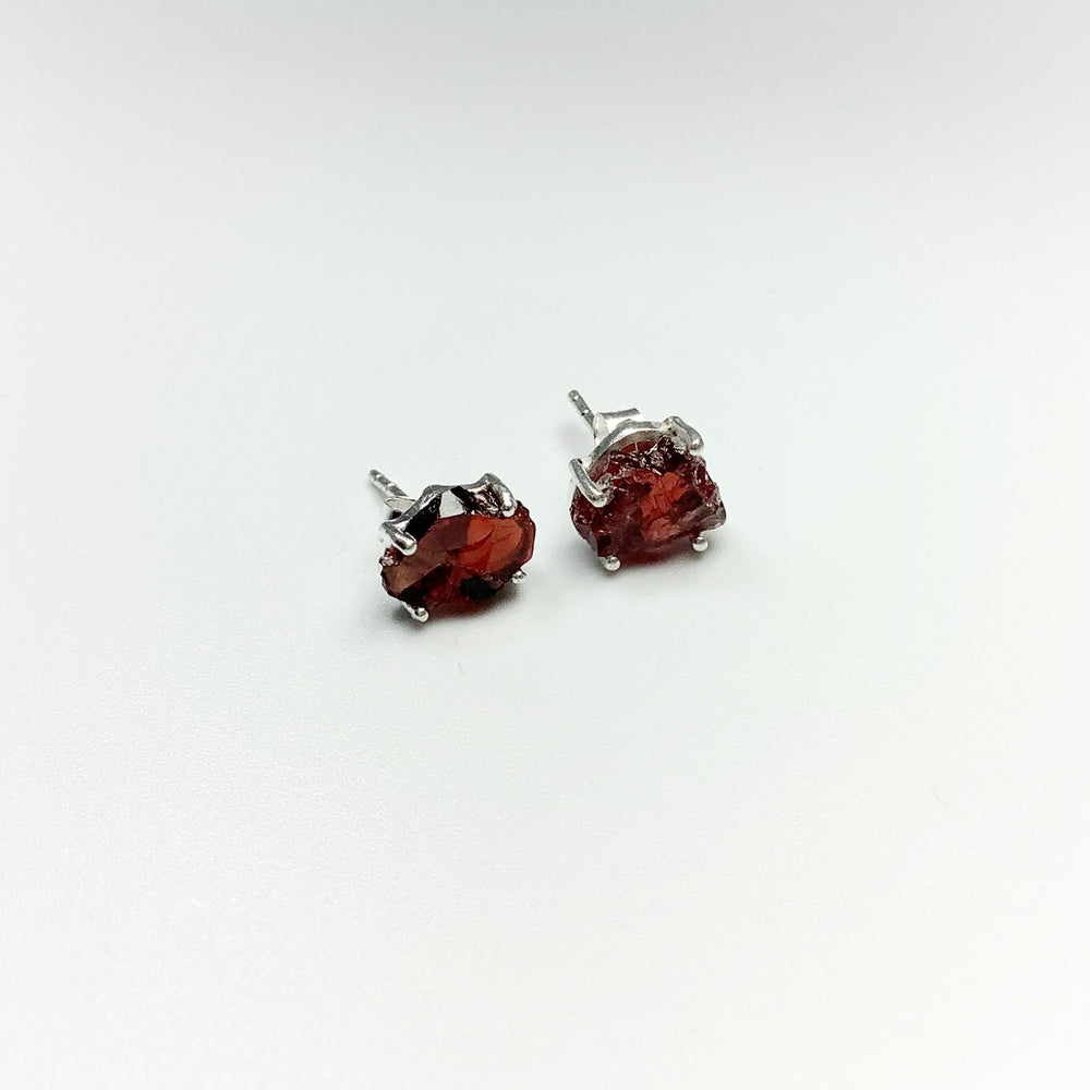 Raw Garnet Stud Earrings