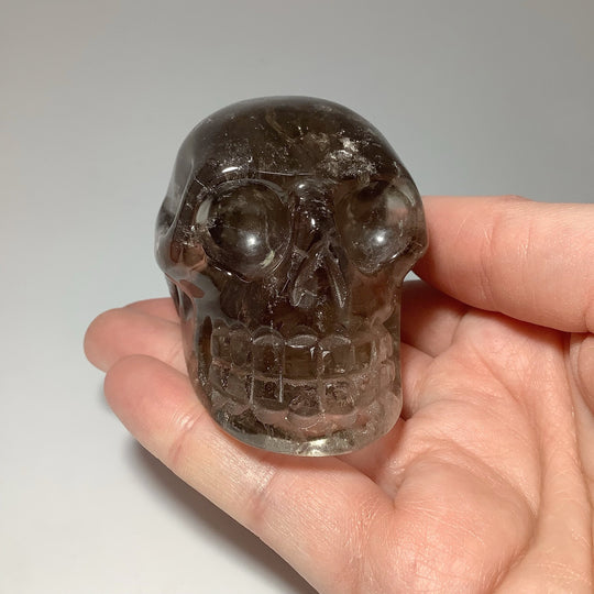 Carved Smoky Quartz Crystal Skull