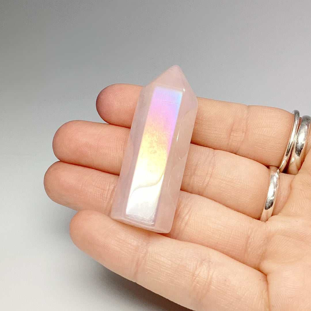 Polished Opalescent Rose Quartz Point at $39 Each