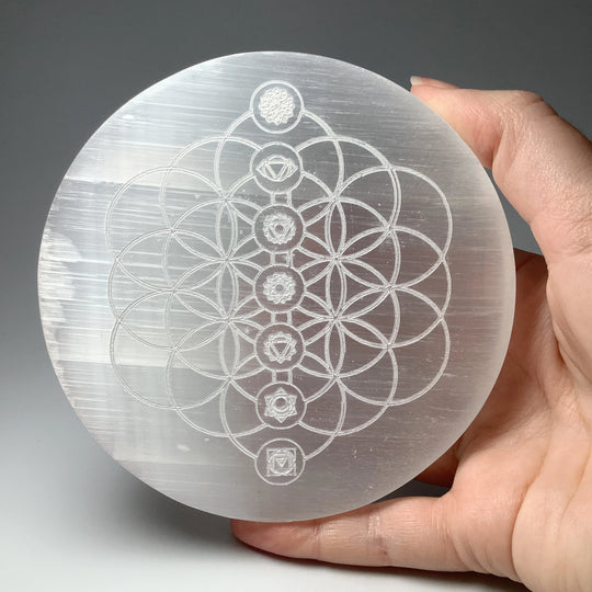 Selenite Round Chakra Charging Plate