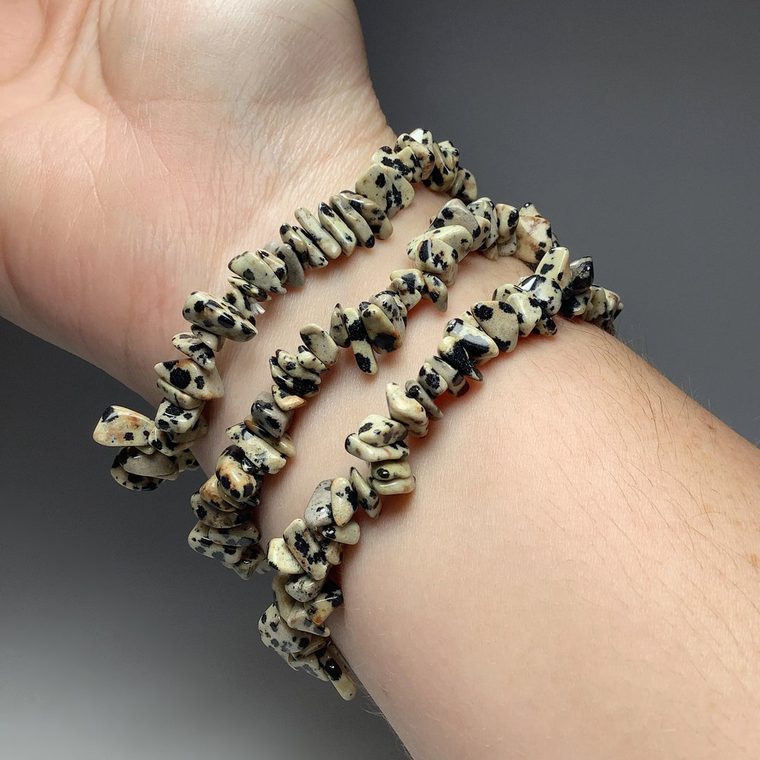 Dalmatian Jasper Chip Beaded Bracelet